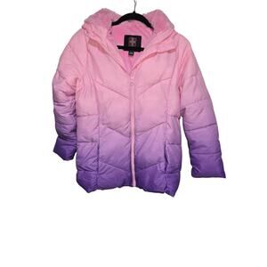 Swiss Tech Girls Puffer Winter Jacket Pink/purple Full Zip Lined Size XL 14-16
